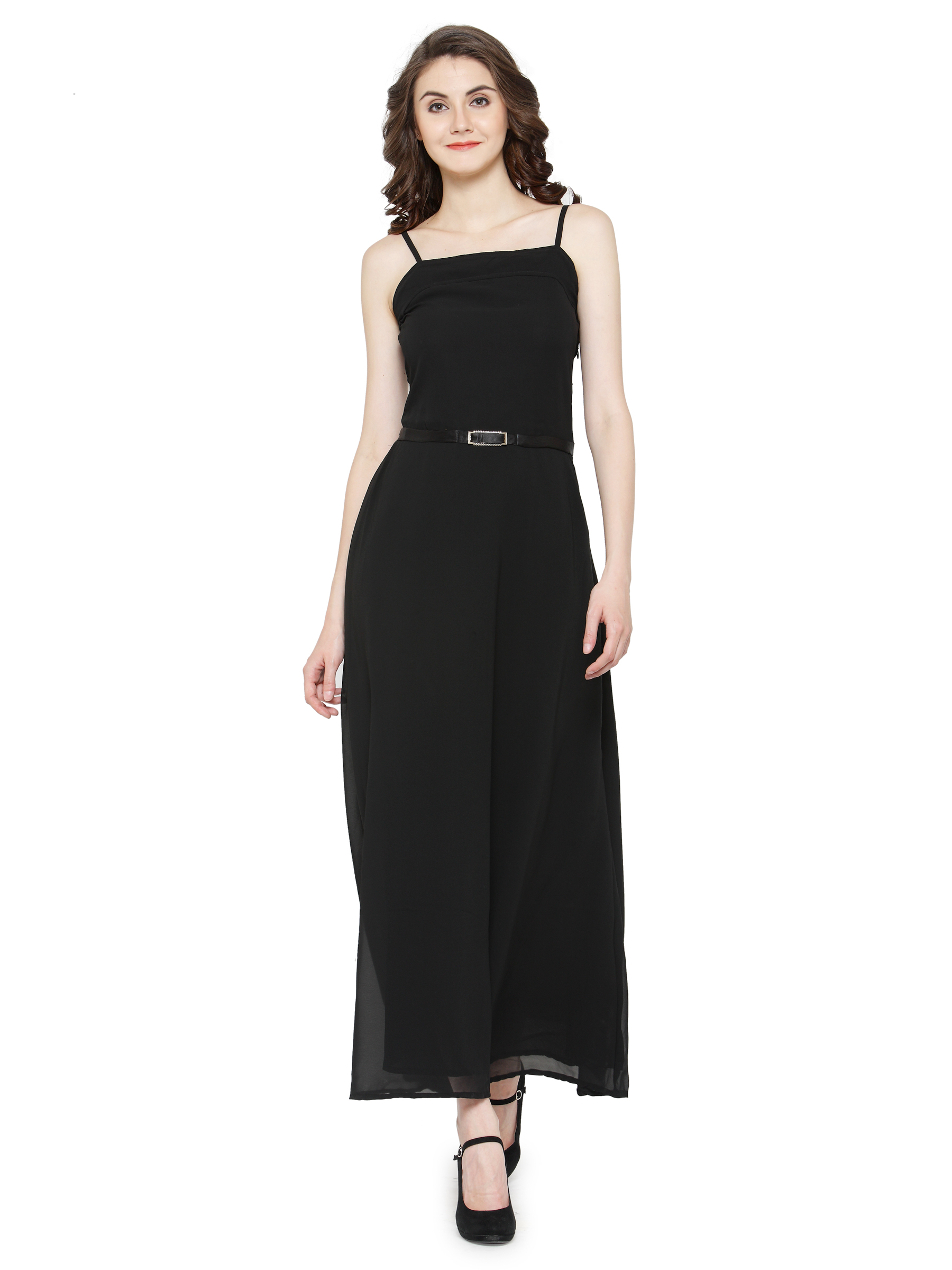 LUXURY BLACK FLARED MAXI DRESS